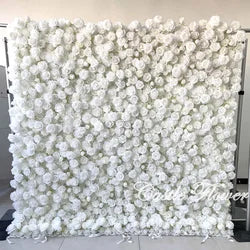 L-R272 High Quality Silk Artificial Red Rose Flower Wall Floral Backdrop 8x8 ft Customized Size Wedding Party Decoration - 8ft*8ft, 10ft*10ft, Customized / FW563