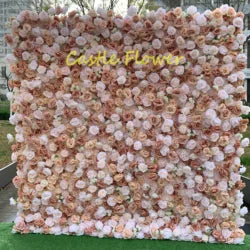 Custom OEM ODM Artificial Flower Wall Roll up Silk Floral Backdrop Handmade for Fall Wedding Event Party Decor Wholesale - 8ft*8ft, 10ft*10ft, Customized / FW522