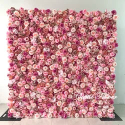 L-R267 Handmade Silk Pink 8x8 Feet Artificial Rose Flower Wall for Wedding Christmas Back-to-School Chinese New Year Party Decor - 8ft*8ft, 10ft*10ft, Customized / FW630