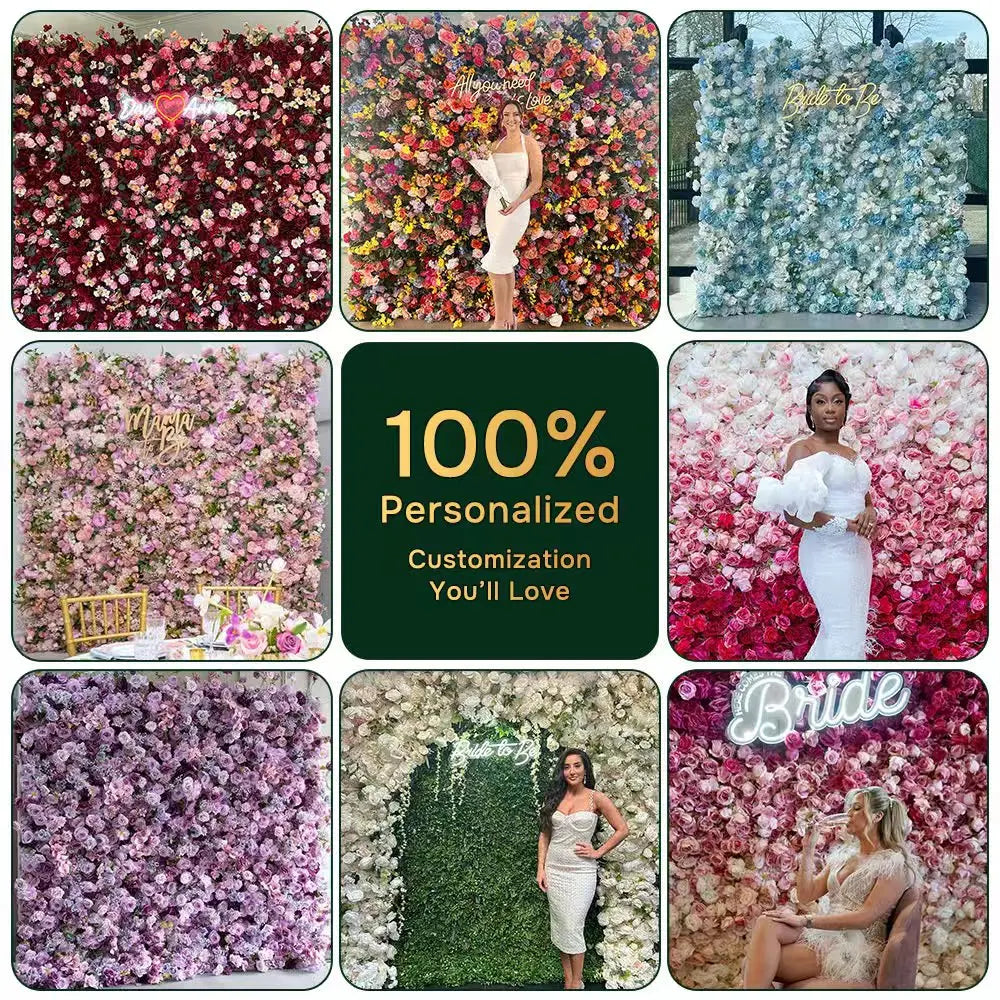Artificial Flowers Wedding Decor Flower Wall Backdrop Wedding Fabric Rolling up Flower Wall for Party Wedding