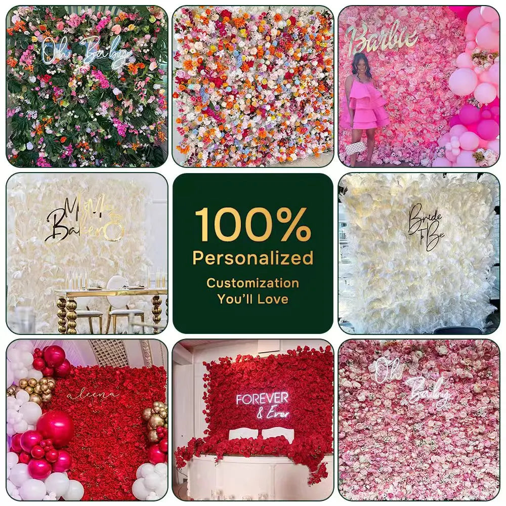GNW Gradient Pink Wedding Supplies Decoration Artificial Flower Wall Backdrop for Wedding Decor Roll up Flower Wall Decoration