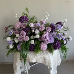 M-FR70 Natural Burgundy Greenery Artificial Flowers White Aisle Centerpiece Pink Flower Runner Wedding Decorations Supplies - Purple green