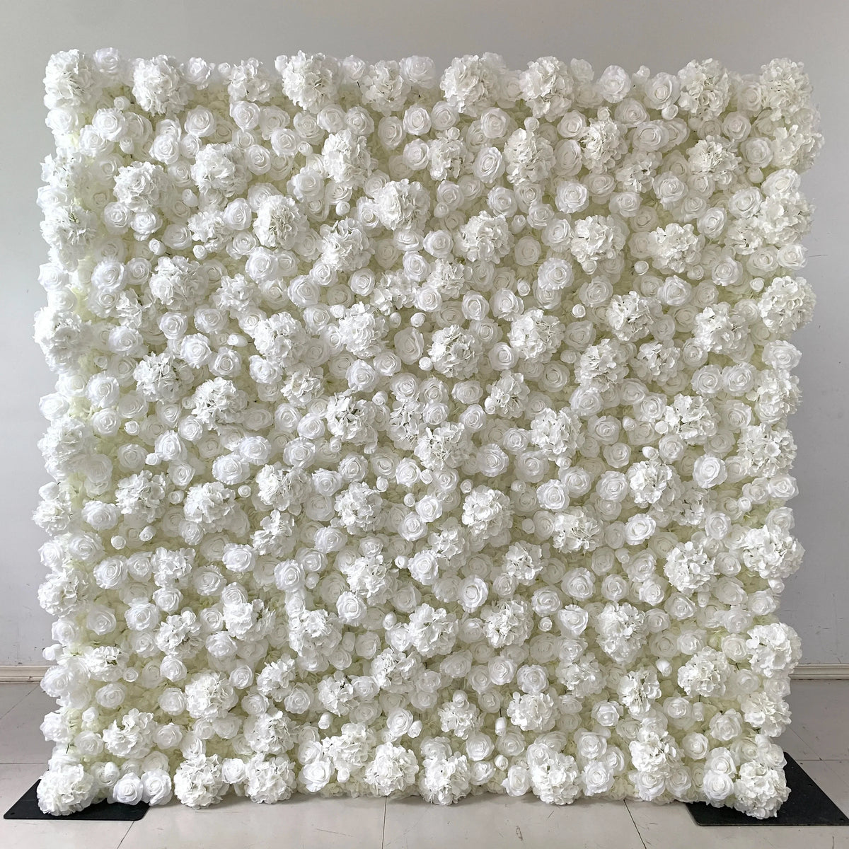 L-R381 Hot Sale Wholesale 8*8ft Elegant White Artificial Flower Wall High Quality Silk Floral Backdrop Wedding Decoration