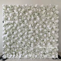L-R266 Custom 5d Fabric Flower Wall Blue Wedding Supplies Decoration Rose Backdrop Silk Artificial Decorative Flower Wall - 8ft*8ft, 10ft*10ft, Customized / FW647