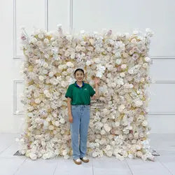 GNW Factory 8*8ft Roll up Shape Retaining Yellow Rose Artificial Flower Wall for Wedding Event Party Backdrop Decor - 8*8ft / 20221227170139